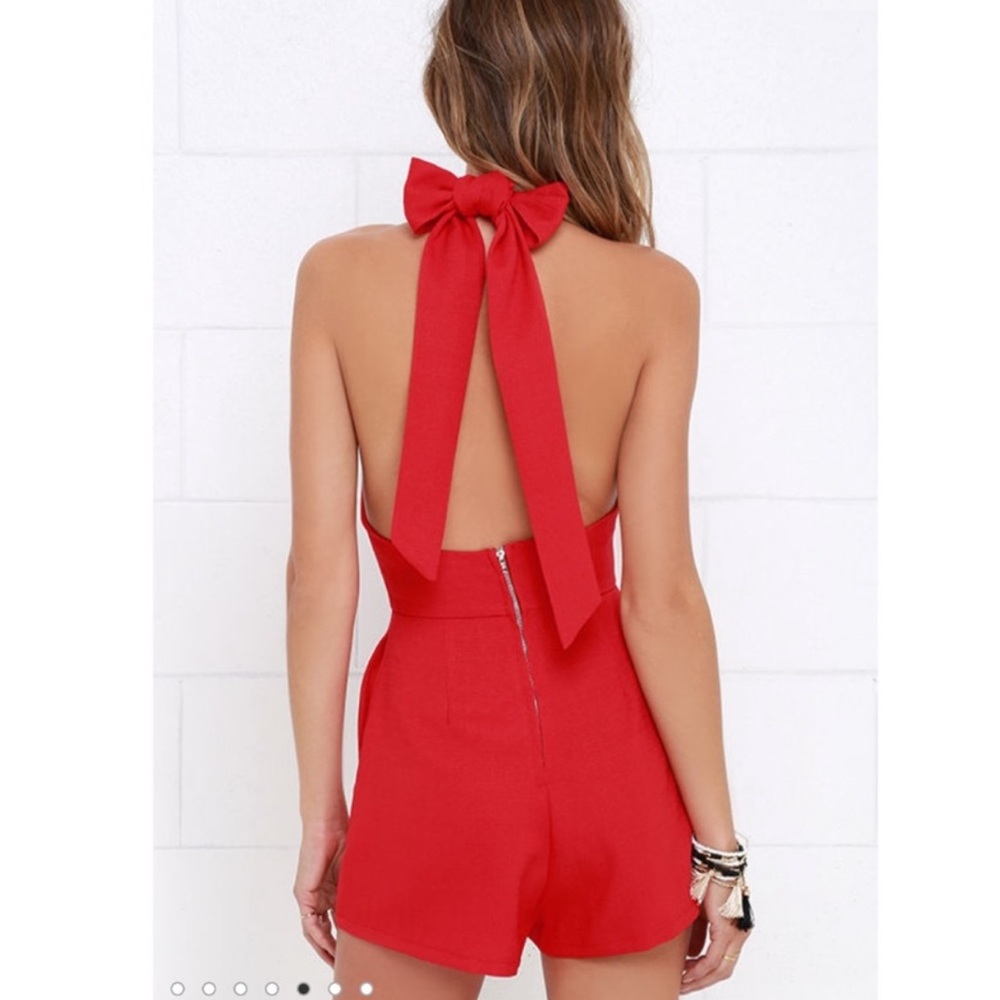 Luxxel flight to florianopolis Bow red romper
